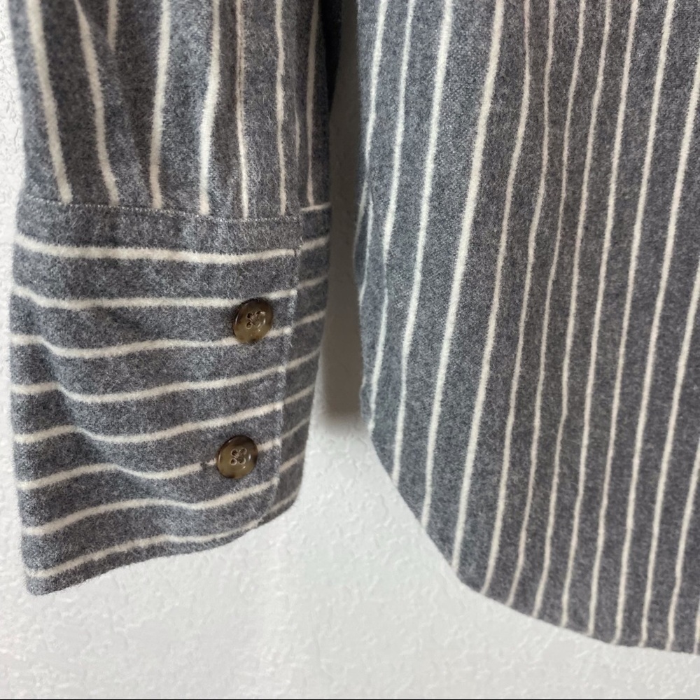 Madewell Westward Gray White Stripe Flannel Long Sleeve Button Front Shirt - Picture 12 of 12